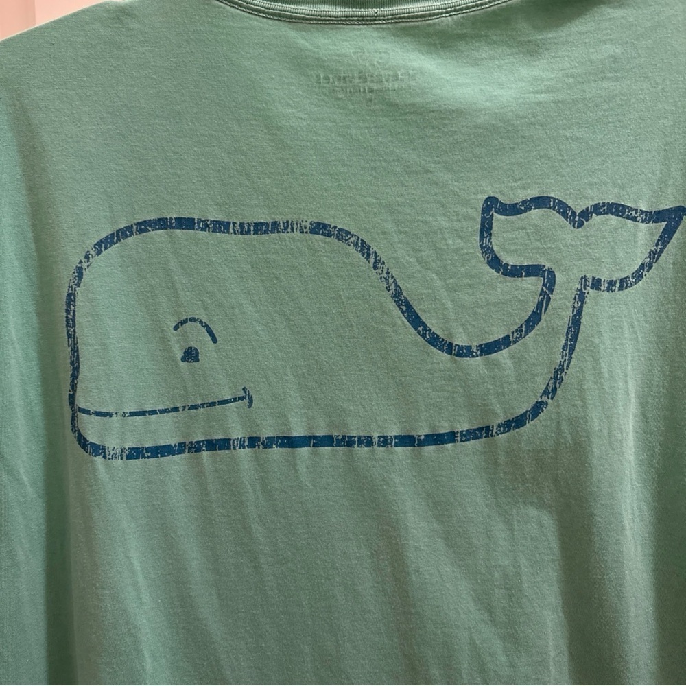 Vineyard Vines Shirt Mens Large Green Short Sleeve Pocket Whale Logo Casual Tee - Picture 5 of 6